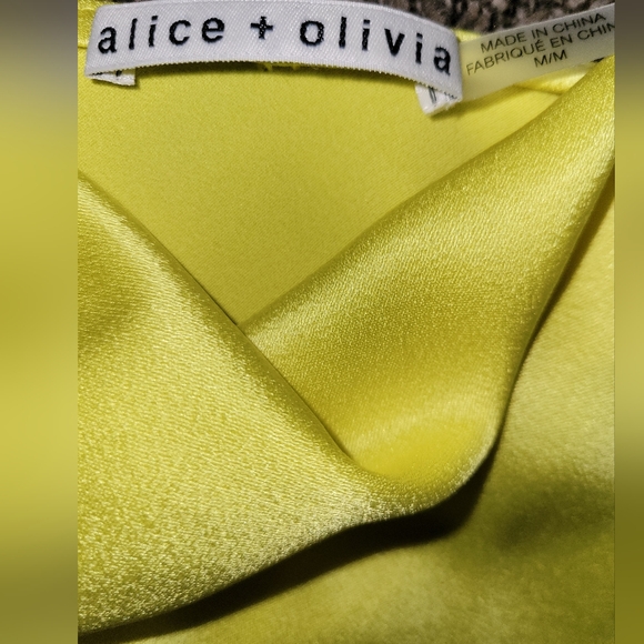 Alice + Olivia Vibrant Yellow Satin Tank Cami M - Picture 2 of 3
